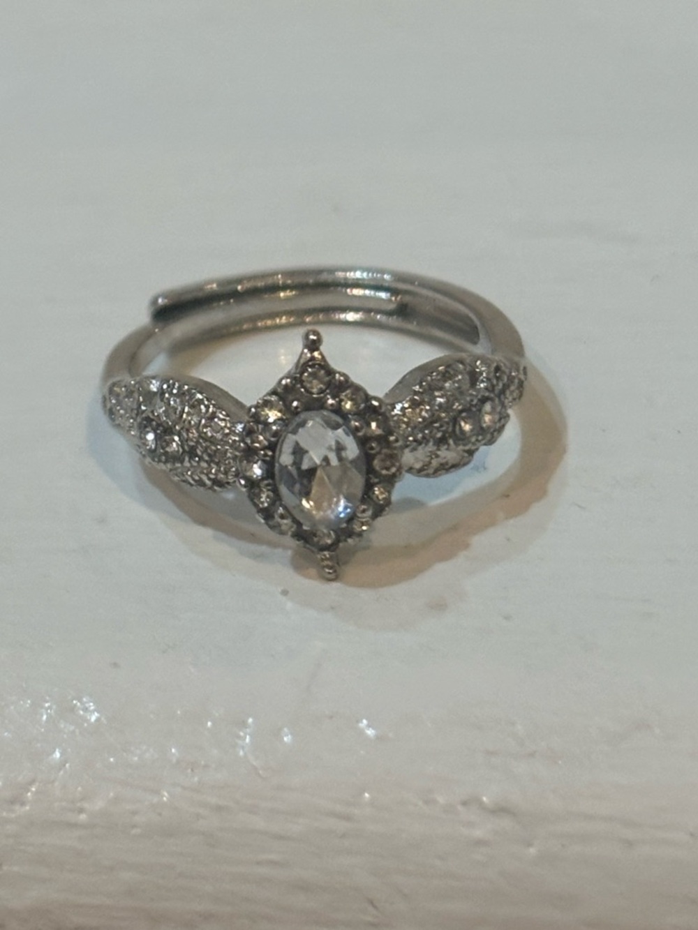 Silver alloy  Marquise Halo Crystal Ring - Women Jewelry